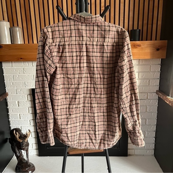 Vintage Wrangler Originals Shirt - Men’s Medium, Tan Brown & Red Plaid - Picture 4 of 4